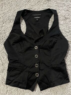 bebe Black Button-Front Tailored Vest